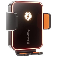 Універсальний автотримач ColorWay Ultra-mini. автозажим, Wireless Charger 15W Black (CW-CHAW069Q-BK)