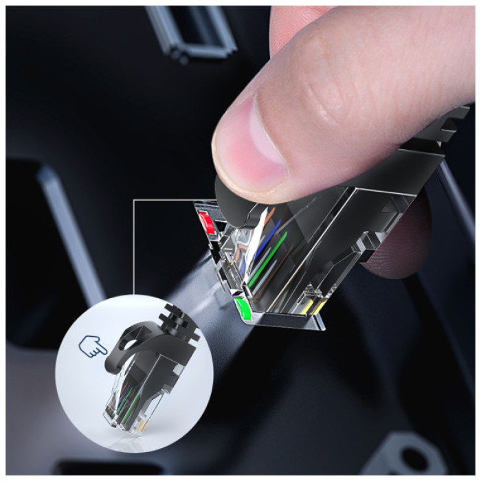 Патч-корд 3м UTP cat 6 RJ45 TopSpeed Ethernet Round Cable Black Essager (EXCWXY-JSC01)