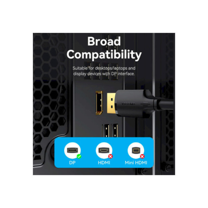 Кабель мультимедійний DisplayPort M to DisplayPort M 5.0m V1.2 4K60Hz Vention (HAKBJ)