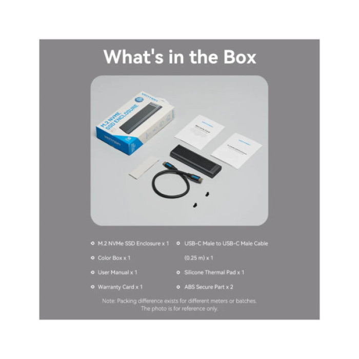 Кишеня зовнішня Vention SSD M.2 (NVME) M-key USB Type-C 3.2 10Gbps Heat Sink Aluminum (KPKH0)