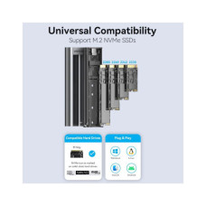 Кишеня зовнішня Vention SSD M.2 (NVME) M-key USB Type-C 3.2 10Gbps Heat Sink Aluminum (KPKH0)