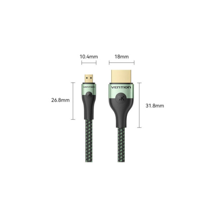 Кабель мультимедійний HDMI M to HDMI micro M 2.1m V2.0 8K 60Hz green Vention (AGKGH)