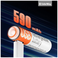 Акумулятор ColorWay AAА USB-С 590 mAh 1.5V (2шт) (Li-Polymer) (CW-UBAAA-09)