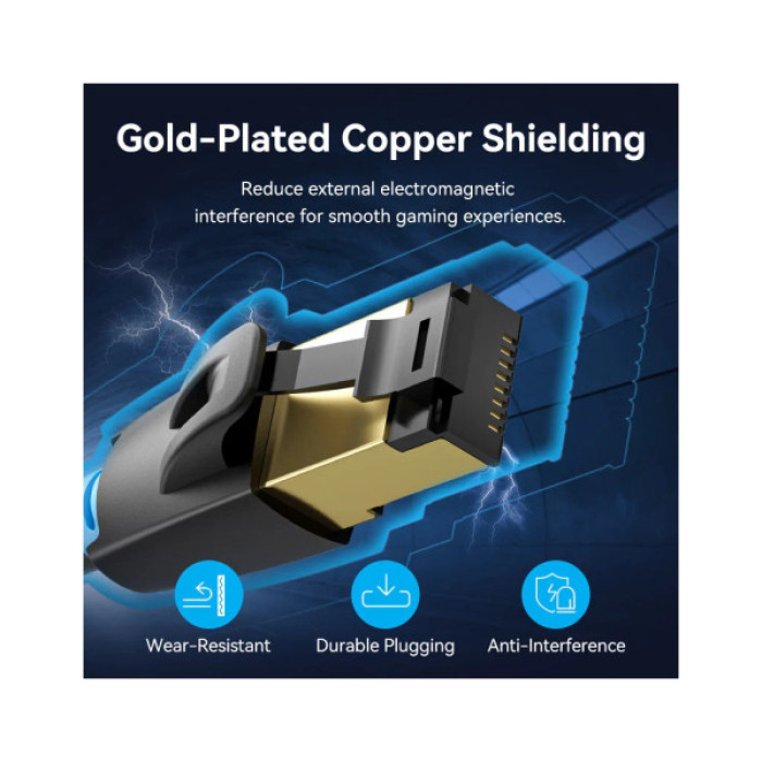 Патч-корд 8м, S/FTP cat 8 RJ-45 black Vention (IKABK)