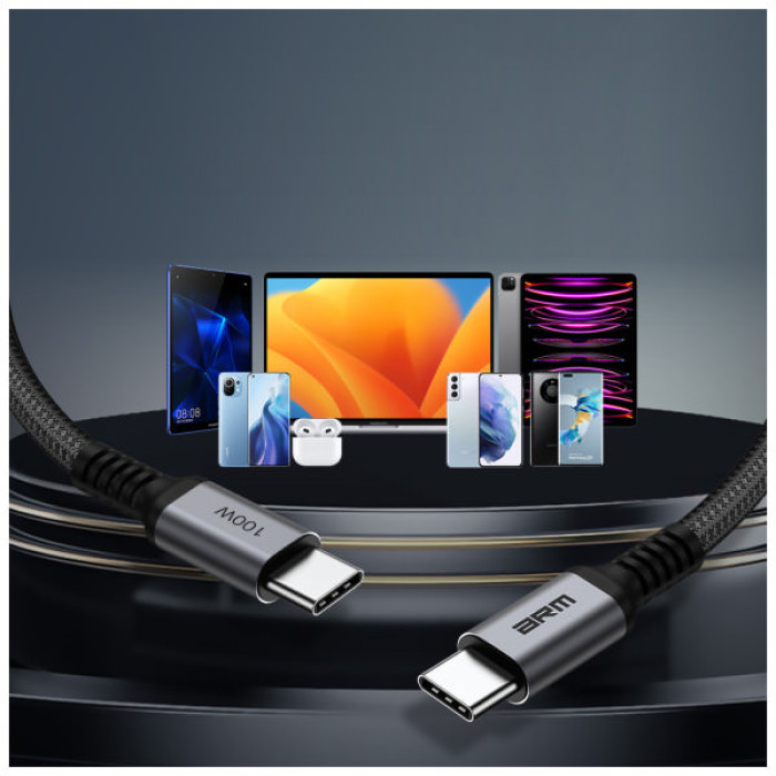 Дата кабель USB-C to USB-C 1.0m PD 100W black-grey Armorstandart (ARM69370)
