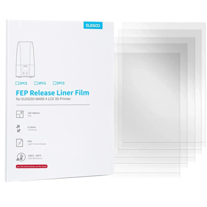 Запчастина для 3D-принтера ELEGOO FEP Release Liner Film, 146х206х0.15мм 5шт (50.102.0092)
