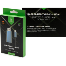 Кабель мультимедійний USB-C to HDMI M 1.5m v2.0 4K60Hz Vinga (VCPVCCH2015)