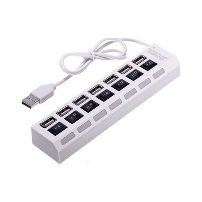 Концентратор Voltronic USB 2.0 to 7xUSB with switches white (YT-H7SHS-W)