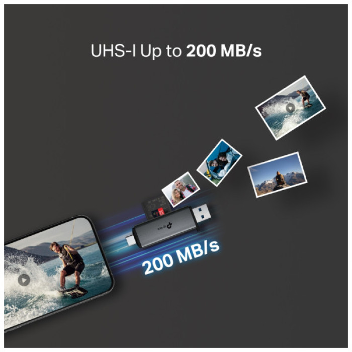 Зчитувач флеш-карт TP-Link USB-C + USB 2.0 SD + TF silver (UA430D)