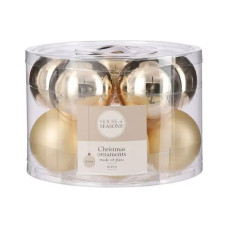Ялинкова іграшка House Of Seasons Скляні кульки 10 шт D6 см Шампань (8718861800289)