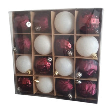 Ялинкова іграшка Chomik пластикові кульки компл. 16 шт, 6см, бордо (5900779853140_3)