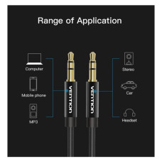 Кабель мультимедійний 3.5mm M to 3.5mm M 1.0m fabric black Vention (BAGBF)