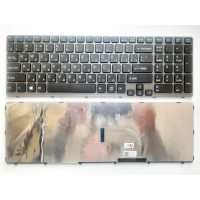 Клавіатура ноутбука Sony SVE15 (E15 Series) черная с серой рамкой UA (A43539)