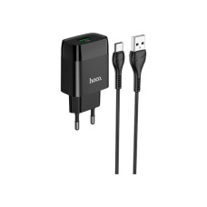 Зарядний пристрій HOCO C72Q Glorious USB QC3.0 + cable USB to USB-C 18W Black (6931474732545)