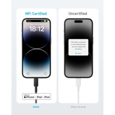 Дата кабель USB-C to Lightning 1.8m nylon 322 black Anker (A81B6G11)