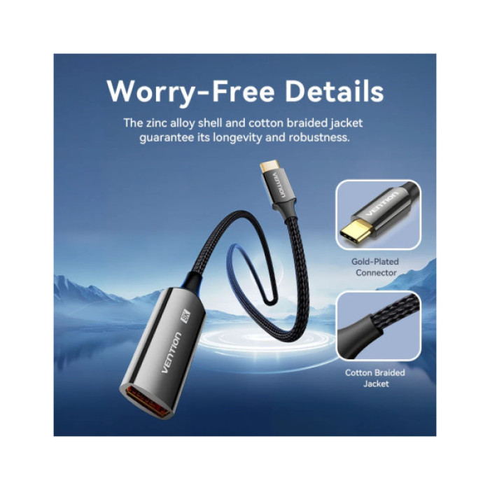 Кабель мультимедійний USB-C to DisplayPort M 0.25m 8K black Vention (CRGBC)