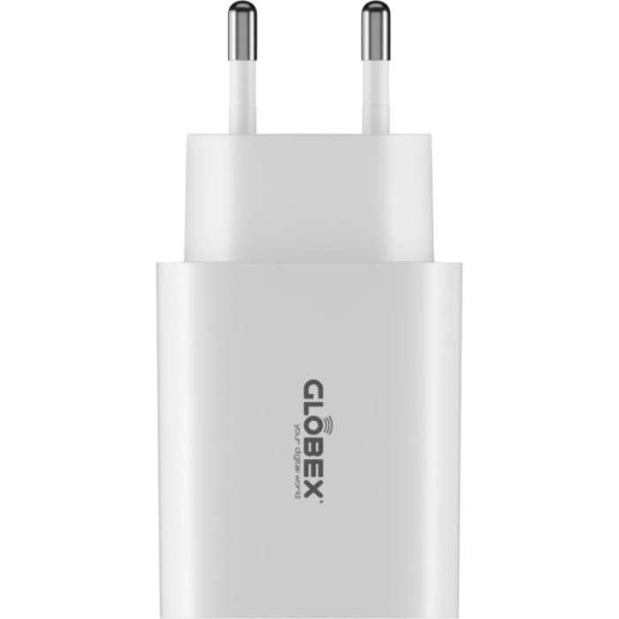 Зарядний пристрій Globex 2xUSB-C 30W FastPower white (30WCC)