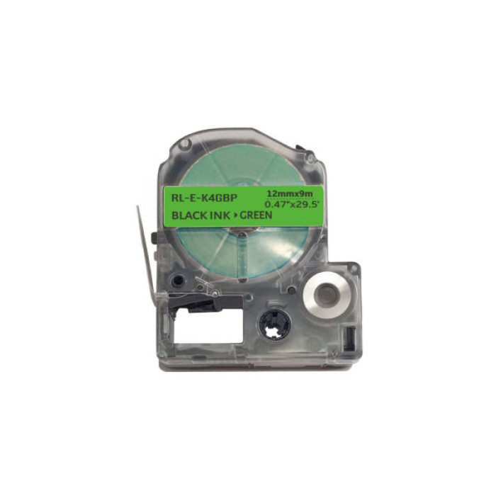 Стрічка для принтера етикеток UKRMARK RL-E-K4GBP-BK/GR, аналог LK4GBP. 12 мм х 9 м (900268)