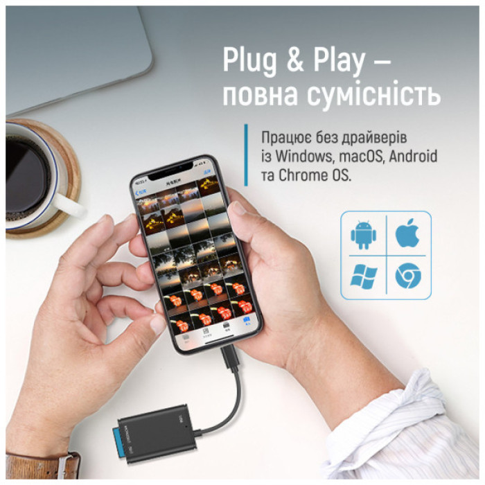 Зчитувач флеш-карт ColorWay USB-C to USB 3.0/SD/MicroSD (CW-CR-02)