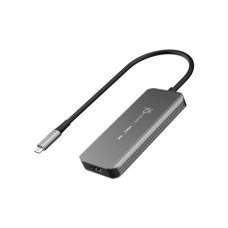 Концентратор J5create USB-C 5-in-1 2xUSB 3.2 10Gbps + 2xUSB-C 10Gbps PD 100W + HDMI 8K gray (JCH453-N)