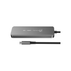Концентратор J5create USB-C 5-in-1 2xUSB 3.2 10Gbps + 2xUSB-C 10Gbps PD 100W + HDMI 8K gray (JCH453-N)