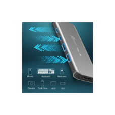 Концентратор J5create USB-C 5-in-1 2xUSB 3.2 10Gbps + 2xUSB-C 10Gbps PD 100W + HDMI 8K gray (JCH453-N)