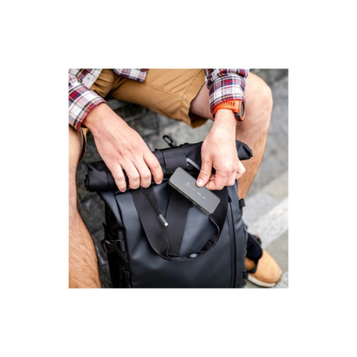 Концентратор J5create USB-C 5-in-1 2xUSB 3.2 10Gbps + 2xUSB-C 10Gbps PD 100W + HDMI 8K gray (JCH453-N)