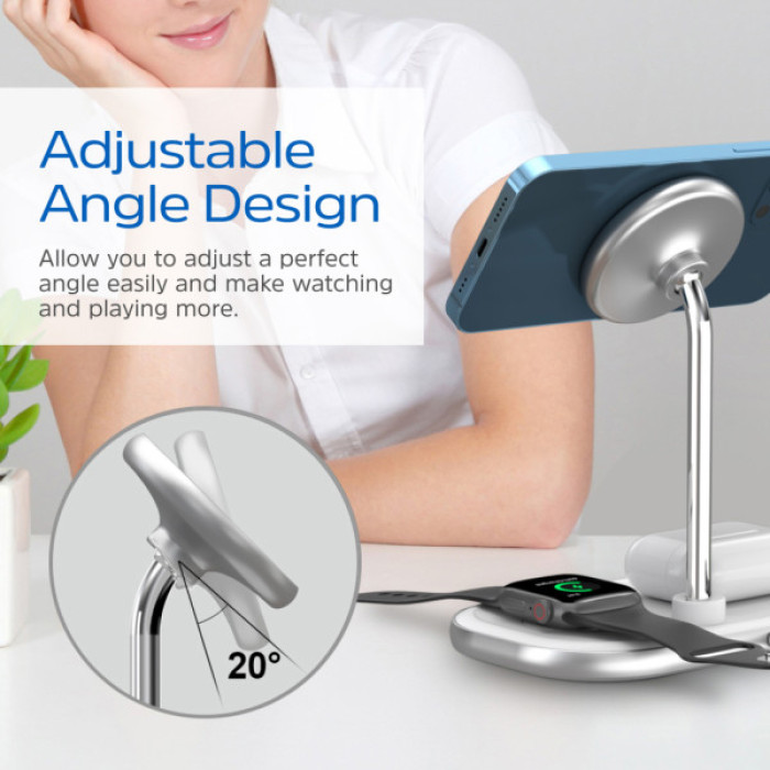 Зарядний пристрій Energizer 15W 3-in-1 magnetic wireless white (WCP303)