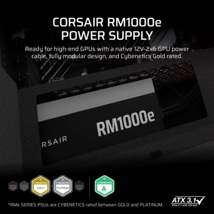 Блок живлення Corsair 1000W RM1000e (CP-9020297-EU)